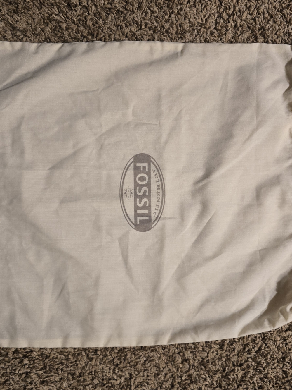 Fossil White Dust Bag with Gray Logo